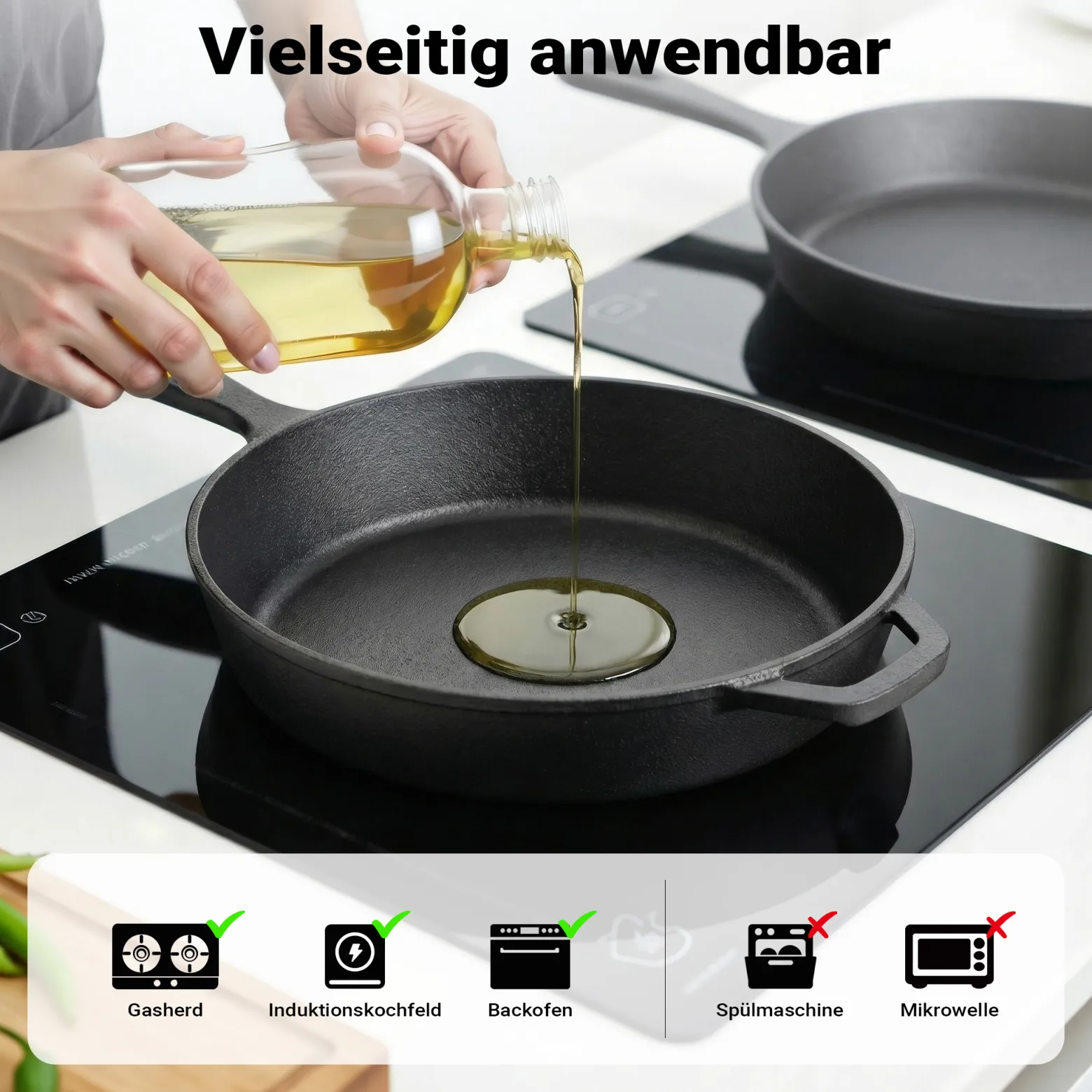 Wiltec 2in1 Dutch Oven 42 x 26 x 12 cm Grilltopf aus Gusseisen, Schmortopf mit Doppelfunktion
