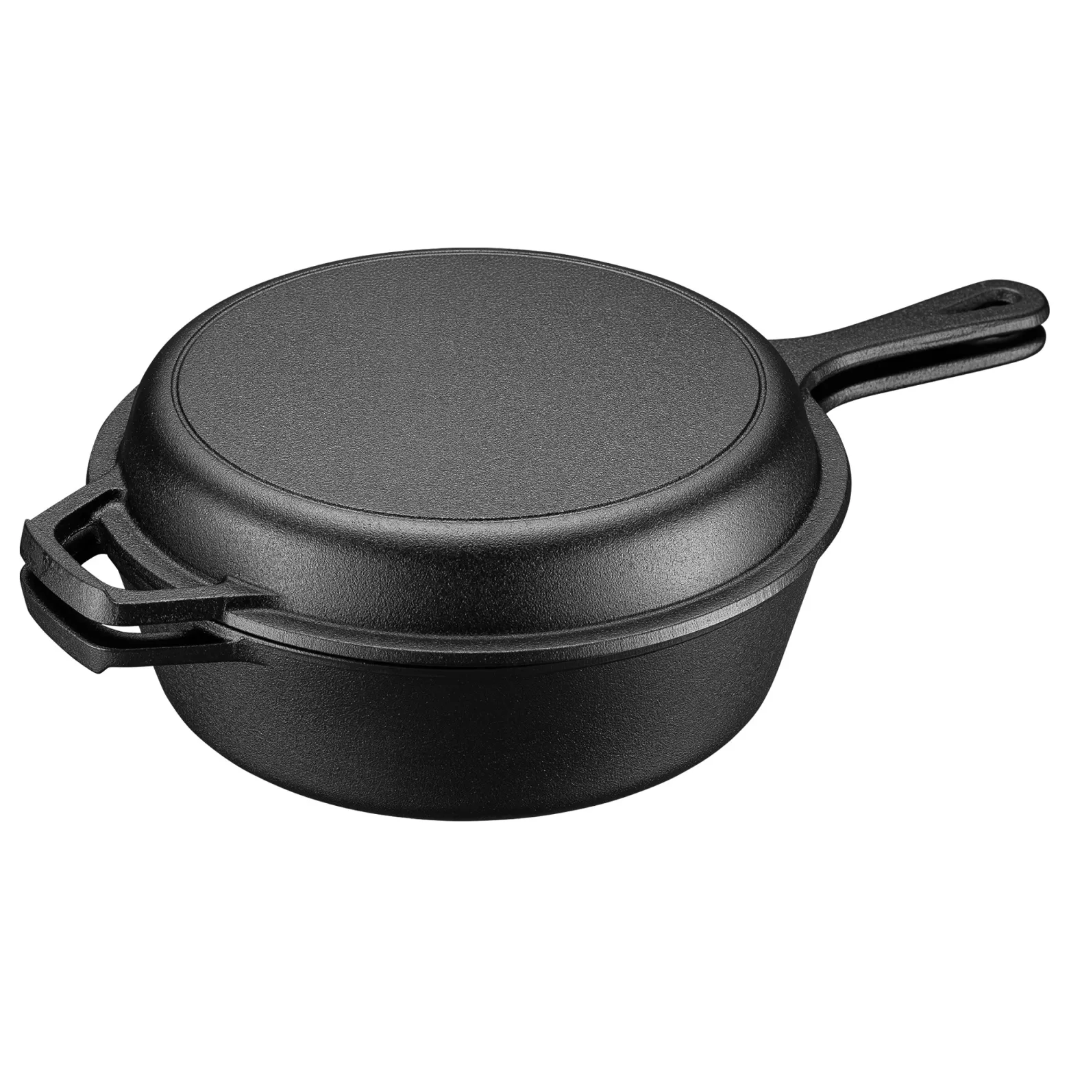 Wiltec 2in1 Dutch Oven 42 x 26 x 12 cm Grilltopf aus Gusseisen, Schmortopf mit Doppelfunktion