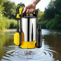 Wiltec 3 in 1 Flachsauger Tauchpumpe Edelstahl 550 W, Schmutzwasserpumpe 12500 l/h, Flachwasserpumpe mit Schwimmer, Flachsaugpumpe für Keller