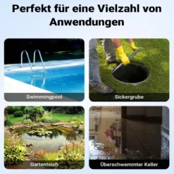 Wiltec 3 in 1 Flachsauger Tauchpumpe 750 W, Schmutzwasserpumpe 14000 l/h, Flachwasserpumpe mit Schwimmer, Flachsaugpumpe für Keller und Garten