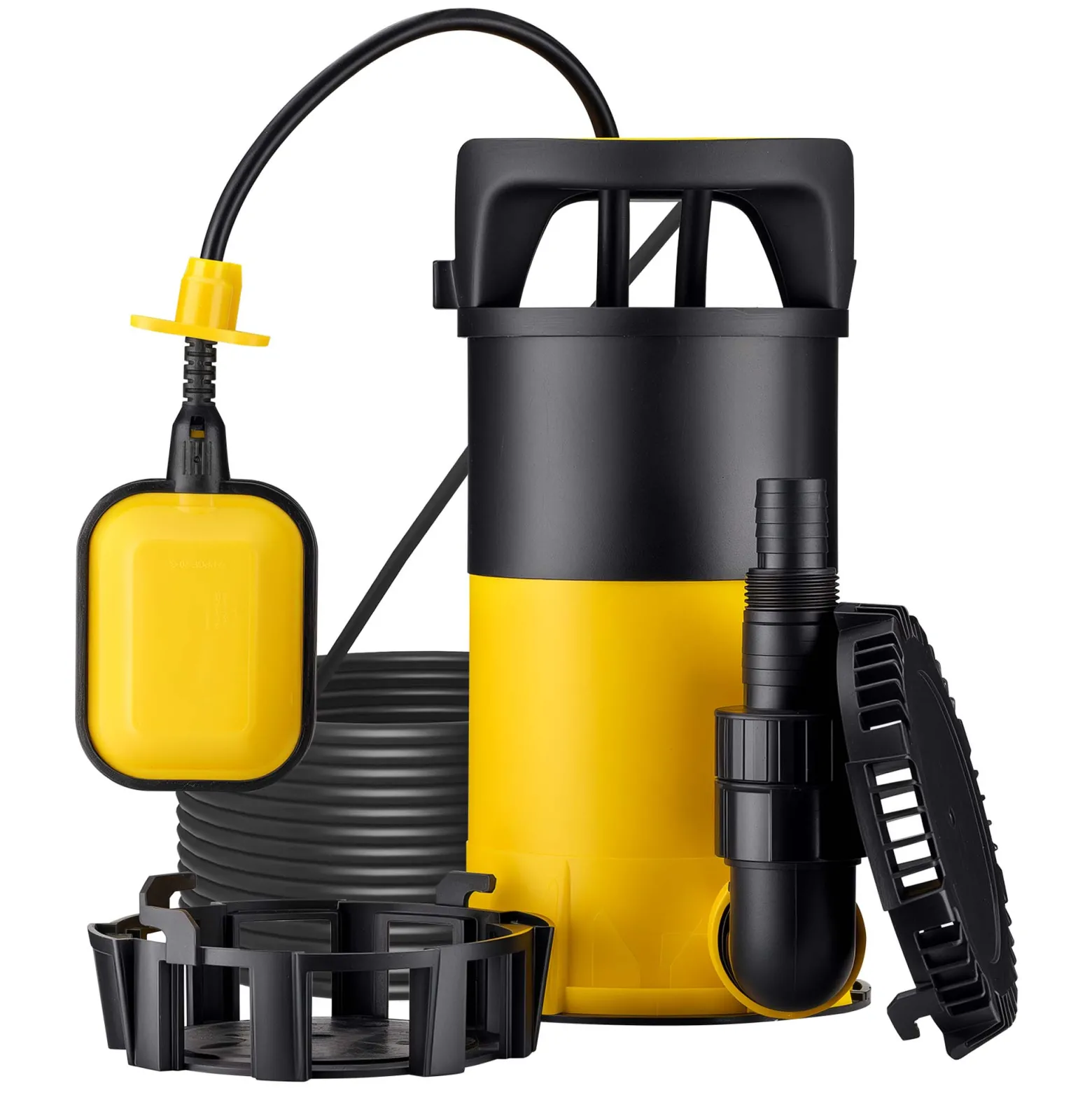 Wiltec 3 in 1 Flachsauger Tauchpumpe 750 W, Schmutzwasserpumpe 14000 l/h, Flachwasserpumpe mit Schwimmer, Flachsaugpumpe für Keller und Garten