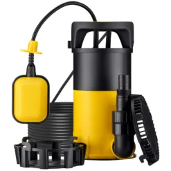 Wiltec 3 in 1 Flachsauger Tauchpumpe 850 W, Schmutzwasserpumpe 15000 l/h, Flachwasserpumpe mit Schwimmer, Flachsaugpumpe für Keller und Garten
