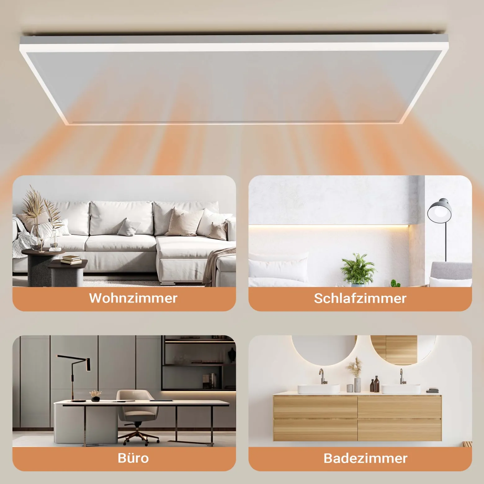 Wiltec Infrarot Deckenheizung 660 W, Infrarotheizung Deckenmontage mit LED-Beleuchtung 108 x 63 x 3,5 cm, Infrarot Heizung mit Thermostat