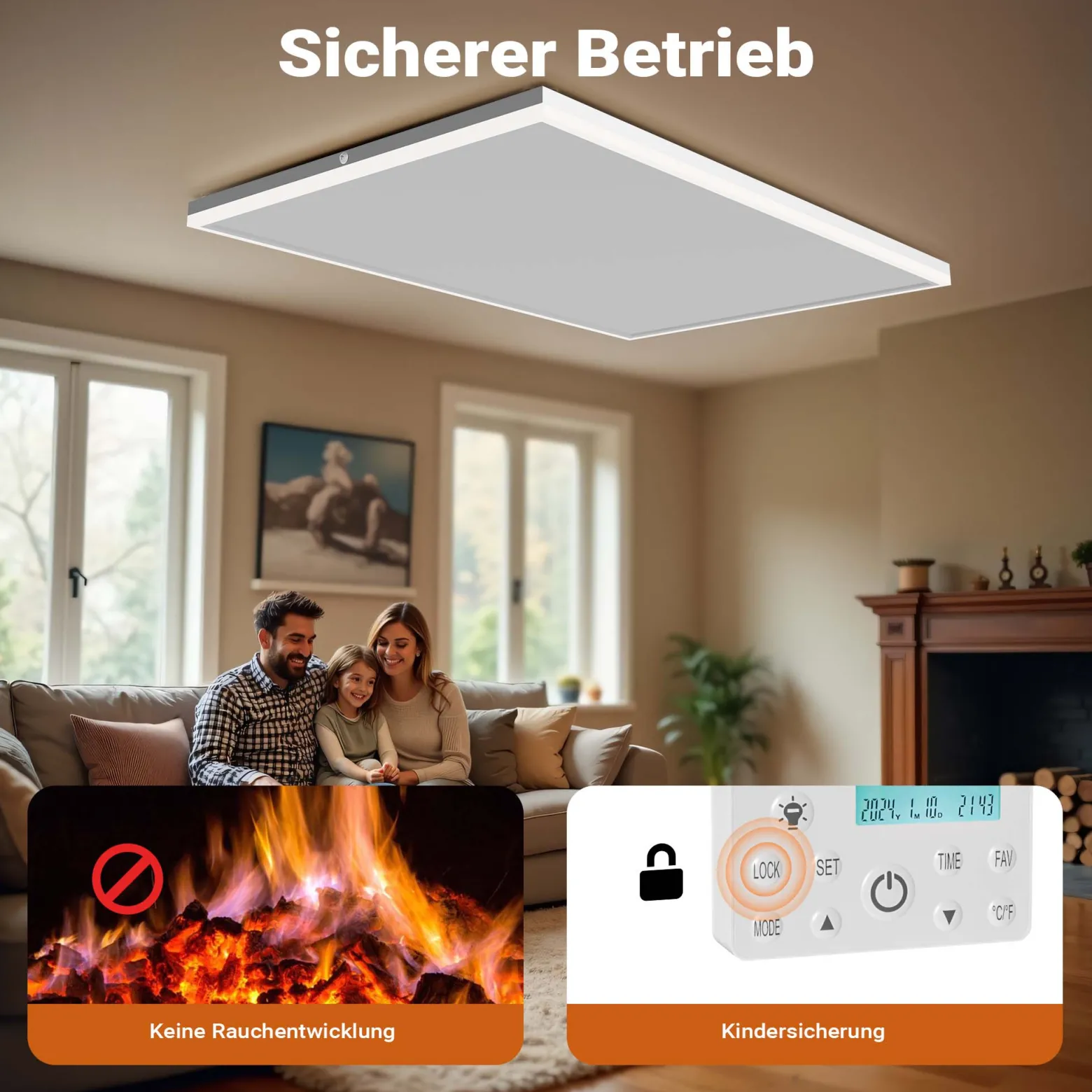 Wiltec Infrarot Deckenheizung 660 W, Infrarotheizung Deckenmontage mit LED-Beleuchtung 108 x 63 x 3,5 cm, Infrarot Heizung mit Thermostat