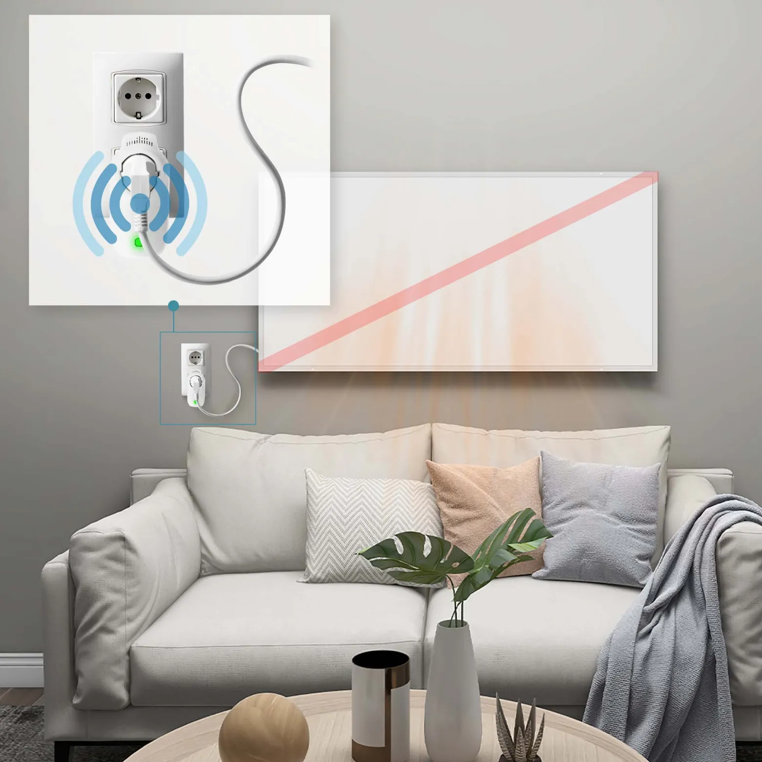 Wiltec Infrarotheizung 520 Watt inkl. WLAN-Thermostat, energieeffizienter Heizkörper mit WLAN Steuerung, Wandmontage Elektroheizung, Heizpaneel IR-Heizung