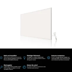 Wiltec Infrarotheizung 520 Watt inkl. WLAN-Thermostat, energieeffizienter Heizkörper mit WLAN Steuerung, Wandmontage Elektroheizung, Heizpaneel IR-Heizung