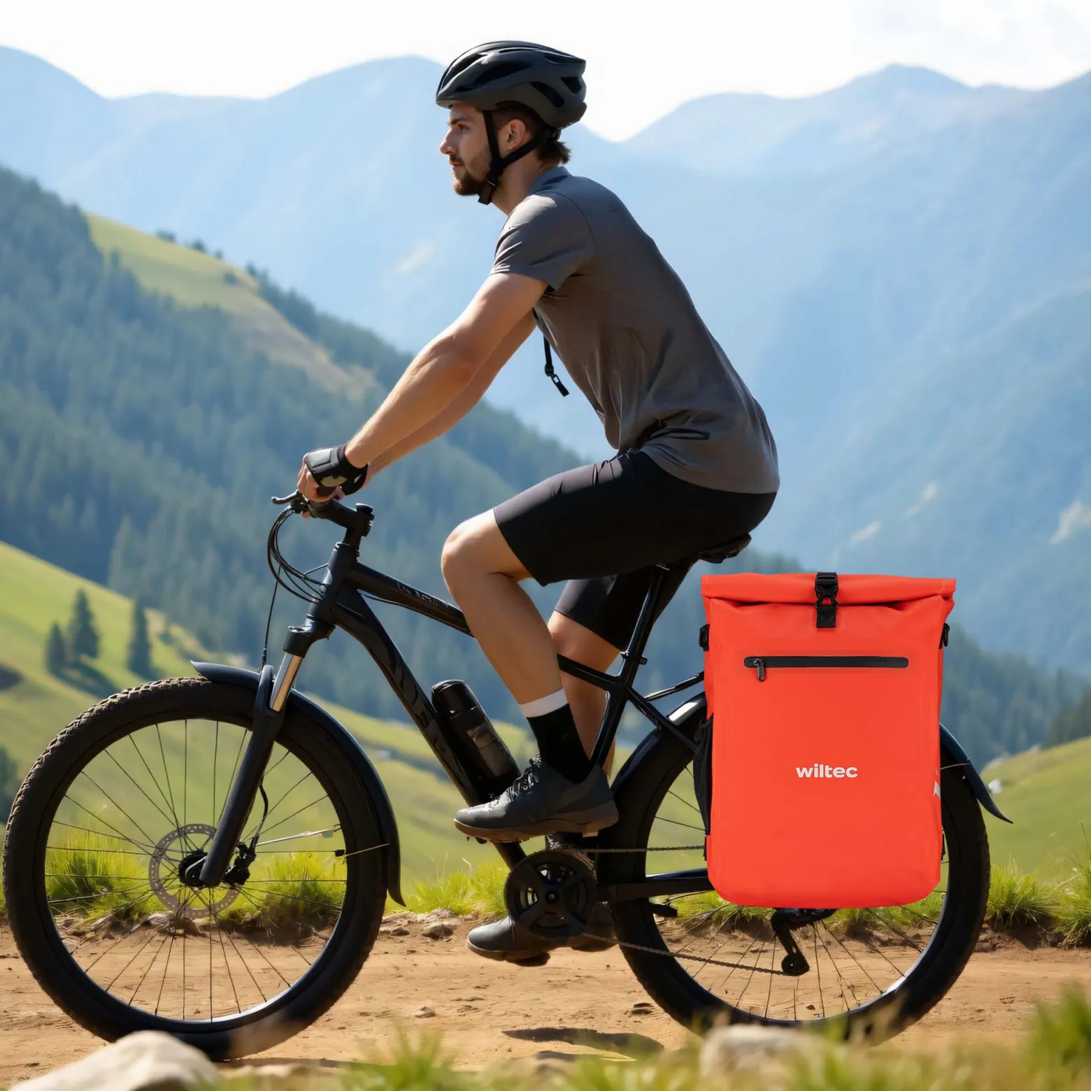 Wiltec 3 in 1 Gepäckträgertasche rot, Fahrradtasche Rucksack 25 l Stauraum, Gepäcktasche mit Laptopfach, wasserresistente Fahrrad Tasche