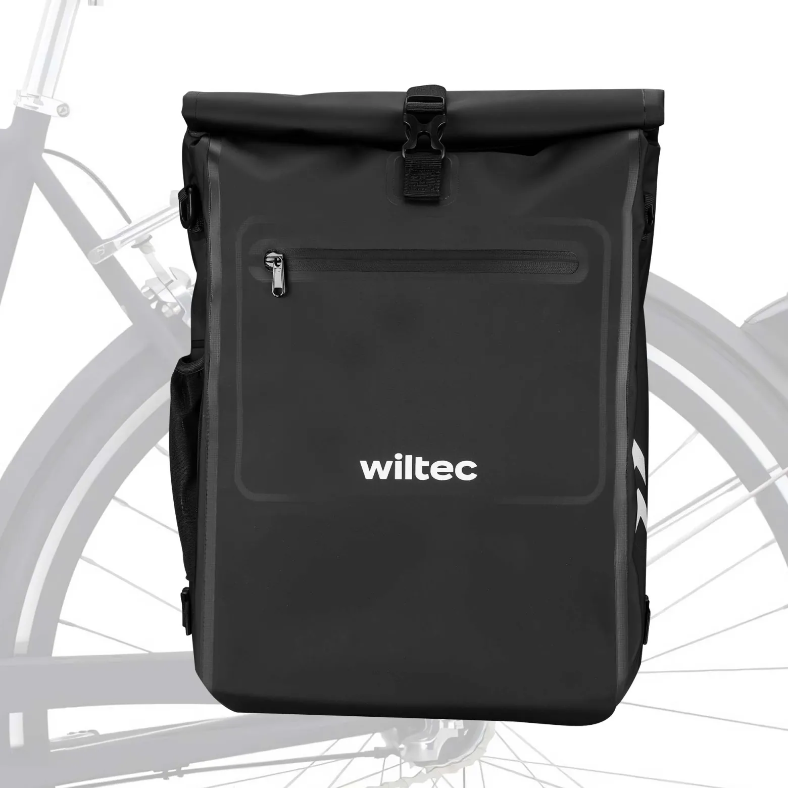 Wiltec 3 in 1 Gepäckträgertasche schwarz, Fahrradtasche Rucksack 25 l Stauraum, Gepäcktasche mit Laptopfach, wasserresistente Fahrrad Tasche