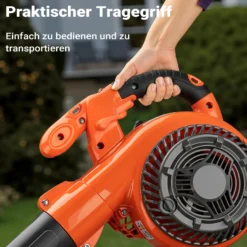 Wiltec 3in1 Laubbläser, Laubsauger u. Laubhäcksler, Laubgebläse 1 PS mit 26ccm, beninbetriebener Laubstaubsauger, Gartenhäcksler mit 50 l Fangsack