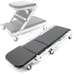 Wiltec 2-in-1 Montageliege & Werkstattsitz 102x42x15 cm, bis 150kg, Werkstatthocker mit gepolsterter Liegefläche & 6 Lenkrollen, Montagliege, Rollbrett