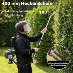 Wiltec 4-in-1 Multifunktionsgerät mit 4-Takt-Motor mit Rucksack, Backpacker Multigartengerät, Multitool Gartenwerkzeug mit u.a. Rasentrimmer