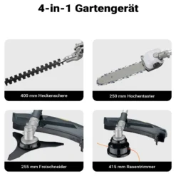 Wiltec 4-in-1 Multifunktionsgerät mit 4-Takt-Motor mit Rucksack, Backpacker Multigartengerät, Multitool Gartenwerkzeug mit u.a. Rasentrimmer