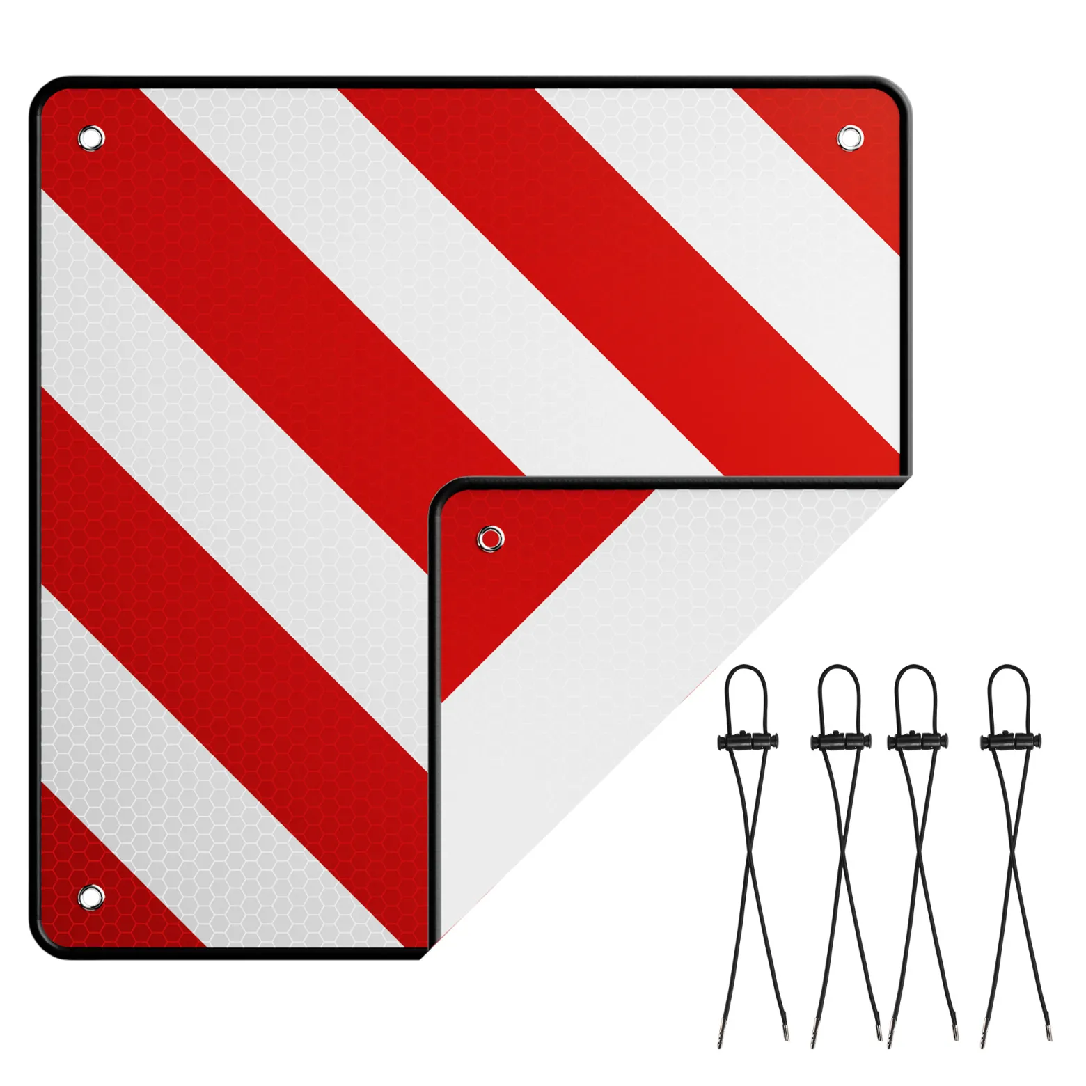 Wiltec 2in1 rot weiße Warntafel Spanien und Italien 50 x 50 cm, Fahrradträger Schild aus Aluminium, Warnschild für Heckträger reflektierend