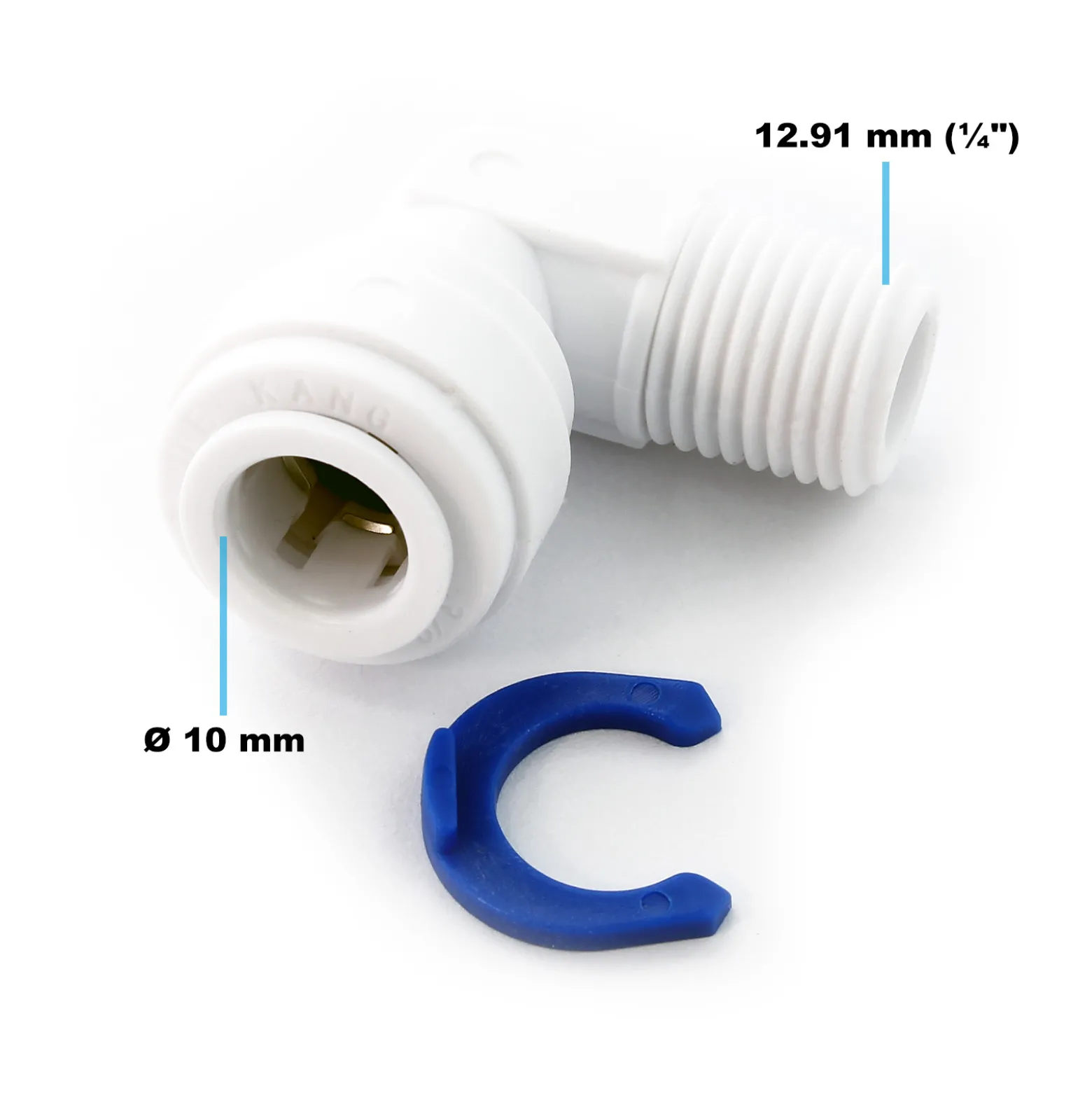 Wiltec 90° Jaco Fitting für Schlauch 10 mm und mit 12,91 mm (1/4") AG, für Trinkwasser Ultrafiltration Mikrofilter Umkehrosmose (RO)