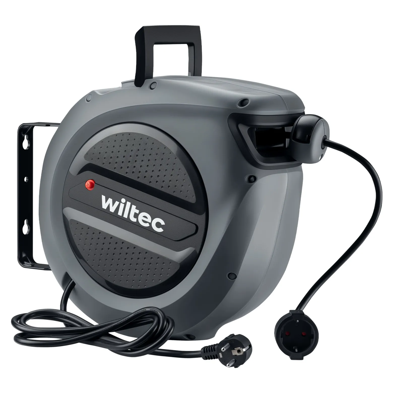 Wiltec Kabeltrommel 20 m + 2 m, automatischer Kabelaufroller 1500 – 3200 W, Verlängerungskabel Trommel 180° Halterung, robuste Kabel Trommel