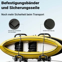 Wiltec Kajak Dachträger bis 68 kg,2 Stück, Boothalterung klappbar in J-Form aus Aluminium, Autodachträger für Kajak, Kanu inkl. Gurte