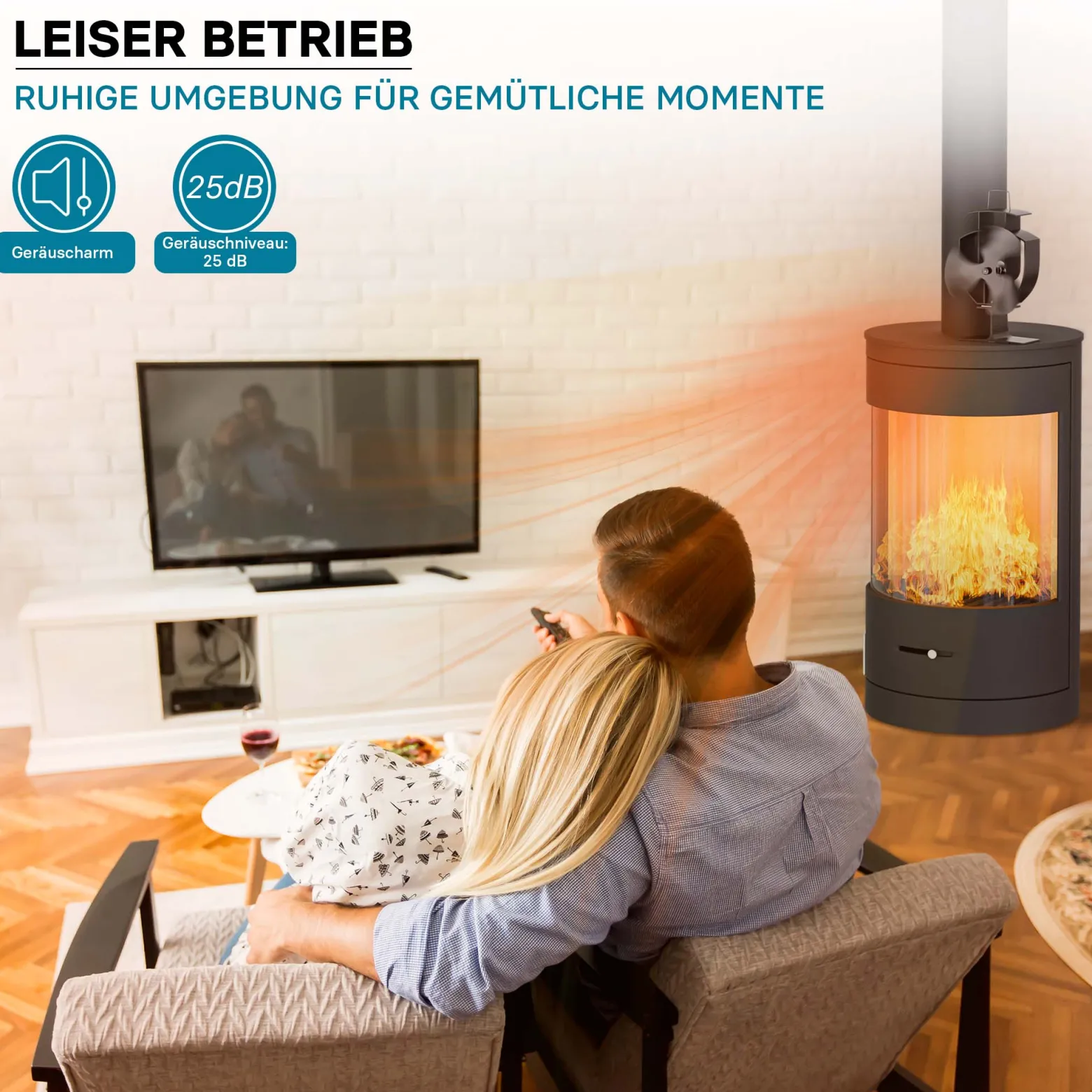 Wiltec Kaminofenventilator mit 3 Blätterm 50 bis 300°C, Ofenventilator ohne Strom, Kaminventilator für eine effiziente und umweltfreundliche Wärmeverteilung