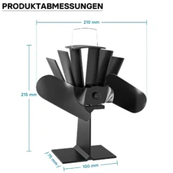Wiltec Kaminofenventilator mit 2 Blättern 70 bis 350°C, Ofenventilator ohne Strom, Kaminventilator für eine effiziente und umweltfreundliche Wärmeverteilung