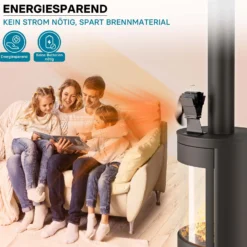 Wiltec Kaminofenventilator mit 3 Flügeln 70 bis 350°C, Ofenventilator ohne Strom, Kaminventilator für eine effiziente und umweltfreundliche Wärmeverteilung