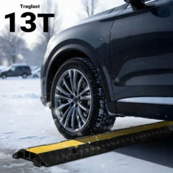 Wiltec Kanal Kabelbrücke 98 x 24 x 4,5 cm 3 Stück, Kabelkanal 13 t Tragkraft mit 2 Kanälen, Überfahrschutz bis 30 km/h, Kabel Trittschutz aus PP und Gummi
