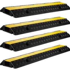 Wiltec Kanal Kabelbrücke 98 x 26 x 6,5 cm 4 Stück, Kabelkanal 15 t Tragkraft, Überfahrschutz bis 30 km/h, Kabel Trittschutz aus PP und Gummi