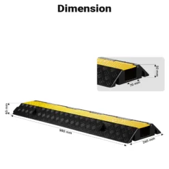 Wiltec Kanal Kabelbrücke 98 x 26 x 6,5 cm 3 Stück, Kabelkanal 15 t Tragkraft, Überfahrschutz bis 30 km/h, Kabel Trittschutz aus PP und Gummi