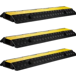 Wiltec Kanal Kabelbrücke 98 x 26 x 6,5 cm 3 Stück, Kabelkanal 15 t Tragkraft, Überfahrschutz bis 30 km/h, Kabel Trittschutz aus PP und Gummi