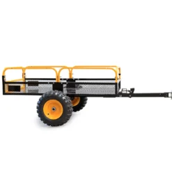 Wiltec Kippanhänger bis 450 kg für Rasentraktor, Anhänger Kipper 210 x 120 x 70 cm mit Gitter u. abnehmbaren Seitenwänden, Anhänger mit Kippfunktion