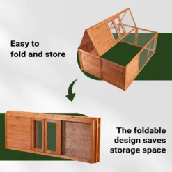 Wiltec Klappbarer Kleintierstall 153 x 110 x 55 cm, Hasenstall aus Tannenholz mit Drahtgitter, Kaninchenstall Freigehege, Freilauf Gehege