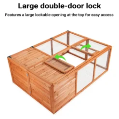 Wiltec Klappbarer Kleintierstall 153 x 110 x 55 cm, Hasenstall aus Tannenholz mit Drahtgitter, Kaninchenstall Freigehege, Freilauf Gehege