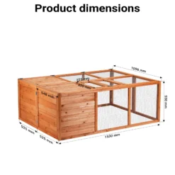 Wiltec Klappbarer Kleintierstall 153 x 110 x 55 cm, Hasenstall aus Tannenholz mit Drahtgitter, Kaninchenstall Freigehege, Freilauf Gehege