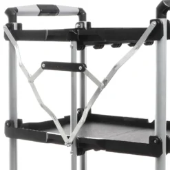 Wiltec klappbarer Rollwagen mit 3 Ebenen, Servierwagen bis 120 kg, Küchenwagen aus Alu, Transport Rollwagen für Werkstatt, Büro, Gastronomie