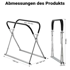 Wiltec Klappbarer Windschutzscheibenständer, höhenverstellbar 80-100 cm, belastbar bis 75 kg, Reparaturständer, Scheibenbock, Lackierständer
