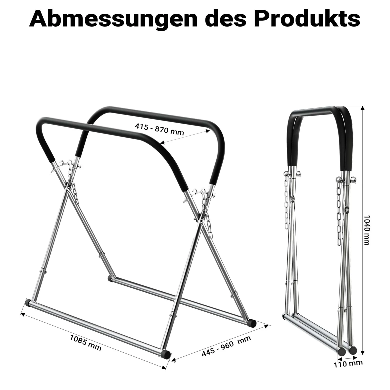 Wiltec Klappbarer Windschutzscheibenständer, höhenverstellbar 80-100 cm, belastbar bis 75 kg, Reparaturständer, Scheibenbock, Lackierständer