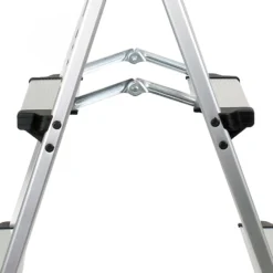 Wiltec Klappleiter aus Aluminium bis 150 kg, beidseitig nutzbare Trittleiter, Aluleiter 73 cm mit 3 Stufen, Stehleiter mit rutschfester Trittfläche