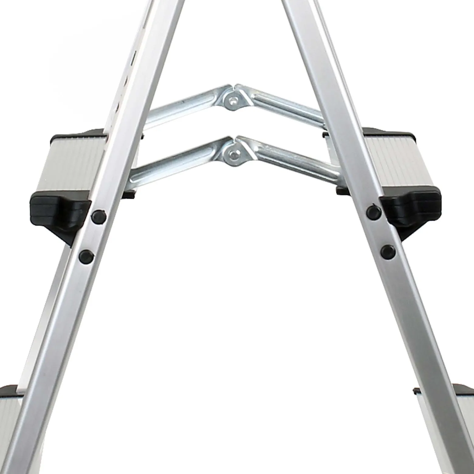 Wiltec Klappleiter aus Aluminium bis 150 kg, beidseitig nutzbare Trittleiter, Aluleiter 73 cm mit 3 Stufen, Stehleiter mit rutschfester Trittfläche