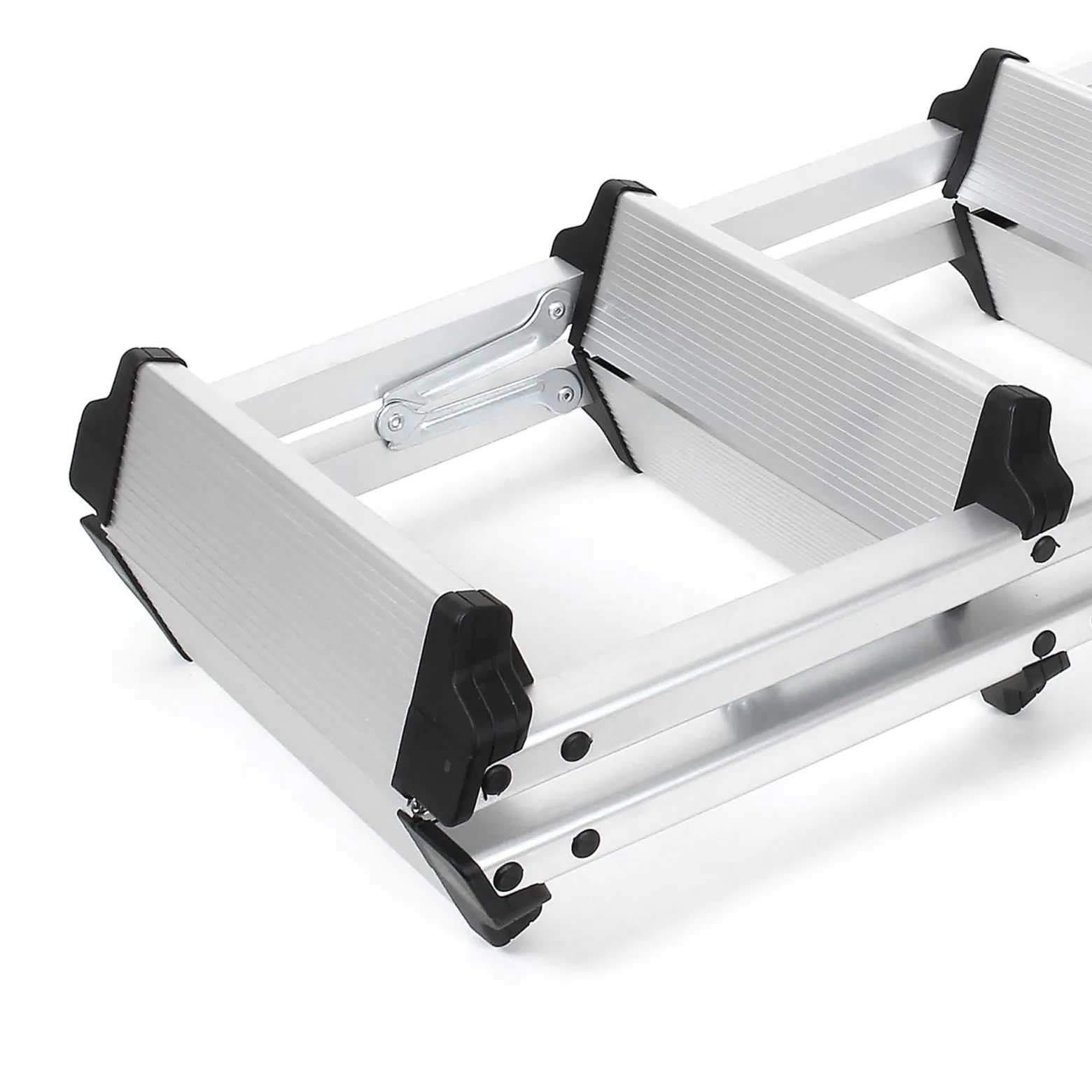 Wiltec Klappleiter aus Aluminium bis 150 kg, beidseitig nutzbare Trittleiter, Aluleiter 73 cm mit 3 Stufen, Stehleiter mit rutschfester Trittfläche