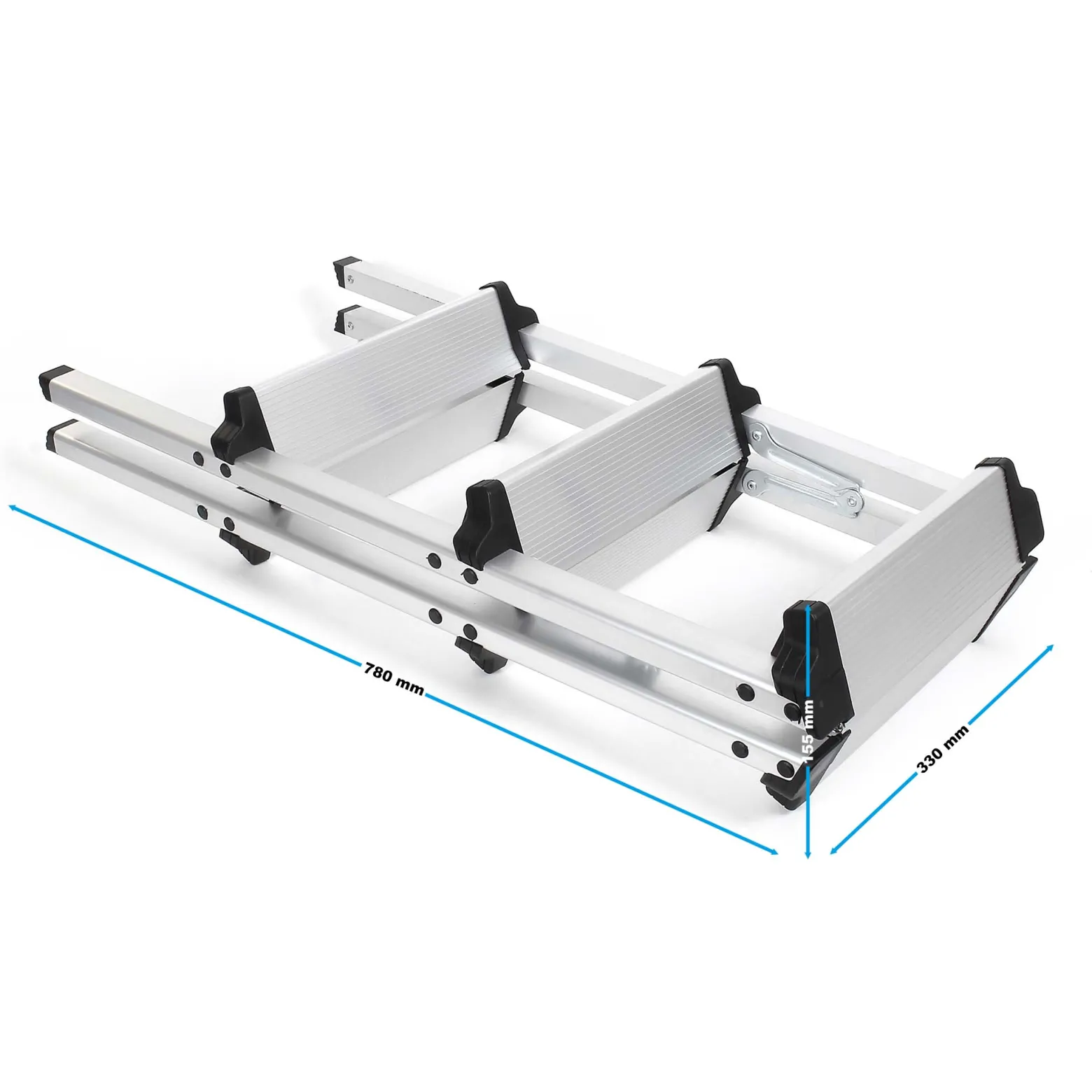 Wiltec Klappleiter aus Aluminium bis 150 kg, beidseitig nutzbare Trittleiter, Aluleiter 73 cm mit 3 Stufen, Stehleiter mit rutschfester Trittfläche