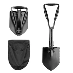 Wiltec Klappspaten 58 x 15 cm aus Stahl, Multifunktion Klappschaufel zusammenklappbar mit Hacke und Säge