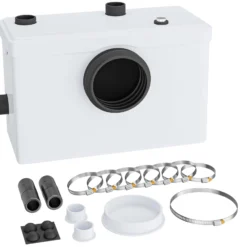 Wiltec 3/1 Kleinhebeanlage 600 W mit Häcksler, Hebeanlage bis 10 m Höhe, Abwasserhebeanlage mit 3 Einlässen, für WC und Dusche