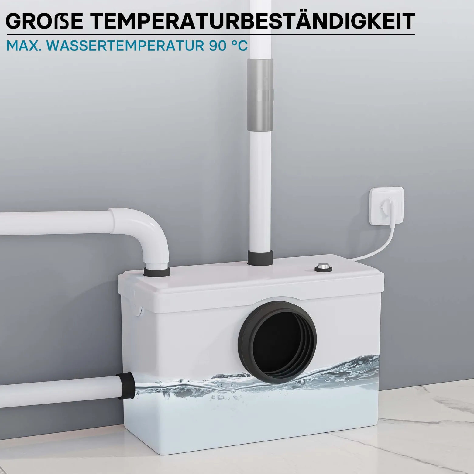 Wiltec 3/1 Kleinhebeanlage 600 W mit Häcksler, Hebeanlage bis 10 m Höhe, Abwasserhebeanlage mit 3 Einlässen, für WC und Dusche
