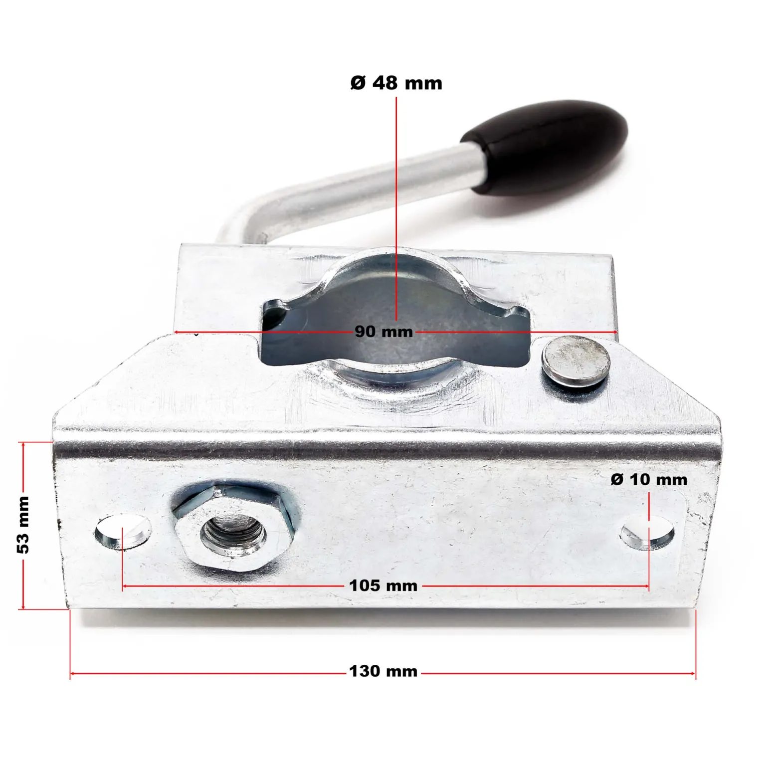 Wiltec Klemmhalter für Anhänger Stützrad bis ø48 mm, Klemmschelle mit Klappknebel Bügelklemme Klemmbügel