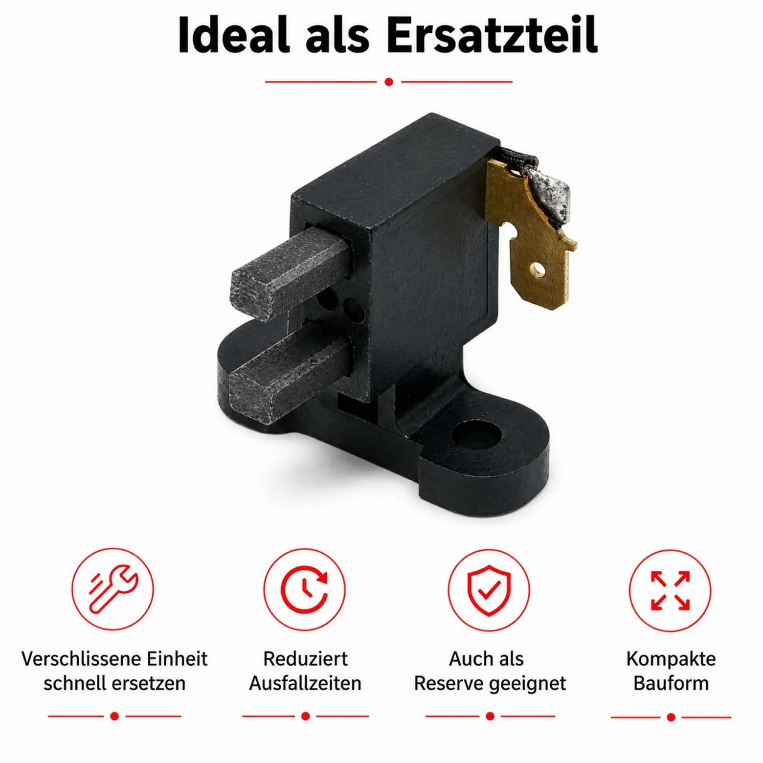 Wiltec Kohlenhalter mit Schleifkohlen für 3 Phasen 400 V Stromerzeuger – Ersatzteil – Bürstenschleifkohlen für Synchrongeneratoren mit AVR-Regelung