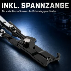 Wiltec Kolbenringspannband Set mit 6 Spannbändern 73-111 mm, inkl. Spannzange und Koffer zum Zusammendrücken der Kolbenringe, zur Montage von Kolben