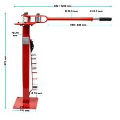 Wiltec Kompaktes Biegegerät mit Fuß 1250 x 255 x 975 mm, Biegemaschine für Flachstahl, Baustahl, Rundstahl & Vierkantstahl mit 7 Matrizen 25,4-76,2 mm