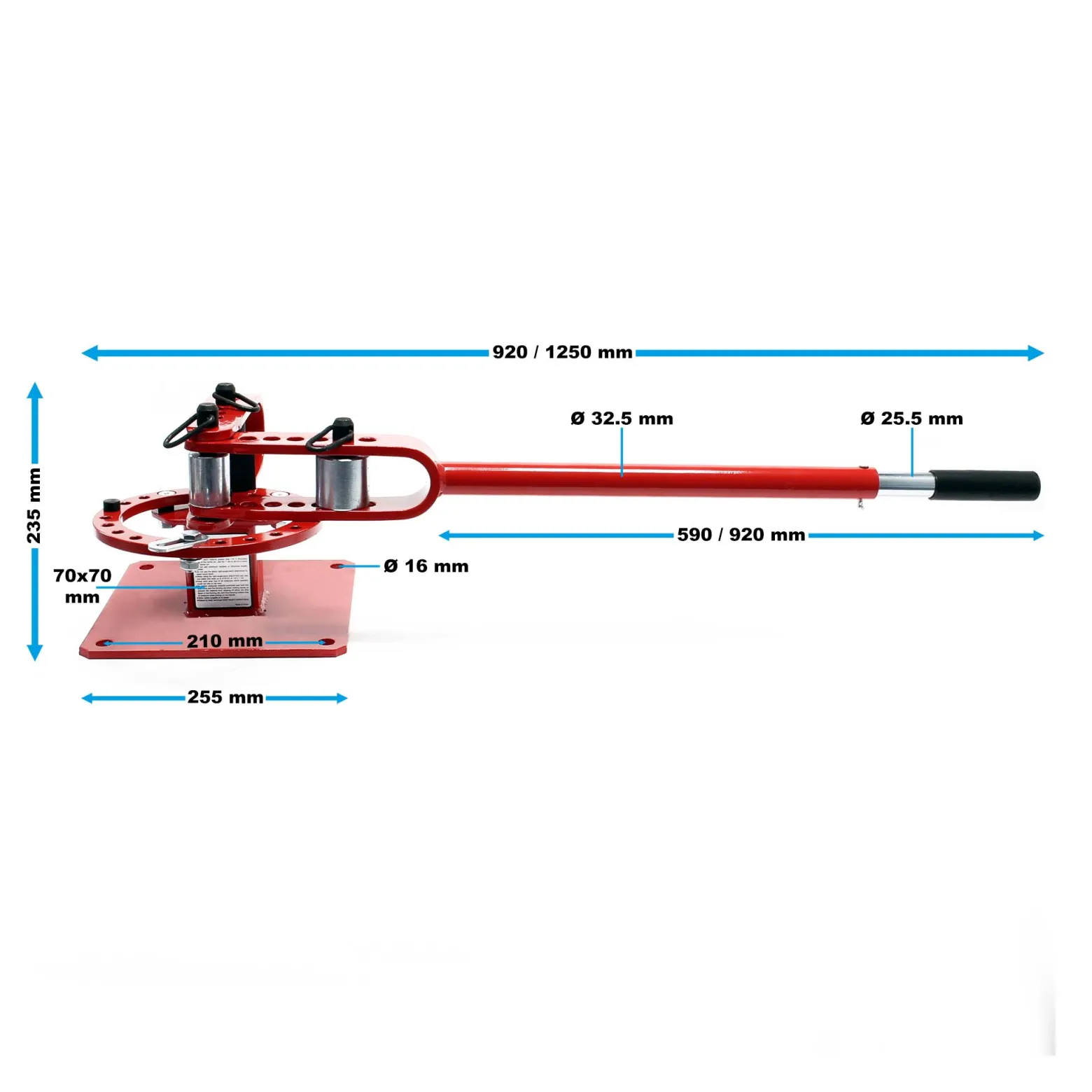 Wiltec Kompaktes Biegegerät 255 x 1250 x 235 mm, Biegemaschine für Flachstahl, Baustahl, Rundstahl & Vierkantstahl mit 7 Matrizen 25,4-76,2 mm