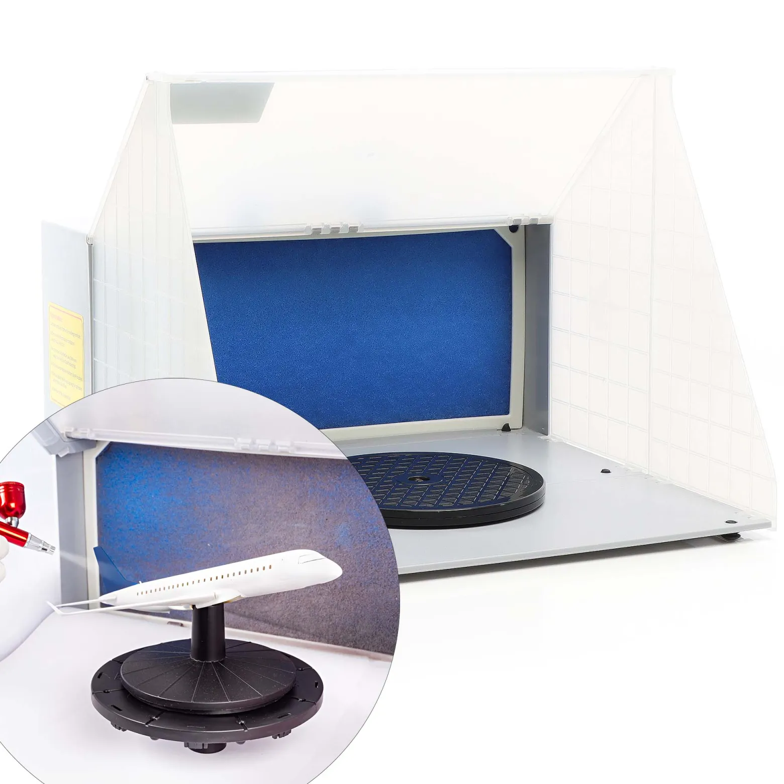 Wiltec Komplett Set Airbrush Absauganlage 4 m³/min, nur 52 dB, zur Absaugung von Farbe Farbnebel Sprühnebel, Filter erweiterbar, mit Abluft und Ersatzfilter, Lackierkabine für Airbrush-Arbeiten