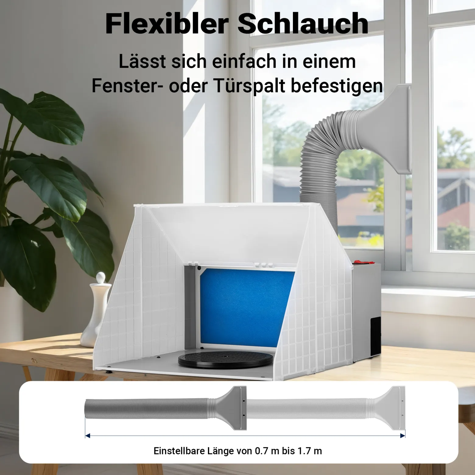 Wiltec Komplett Set Airbrush Absauganlage 4 m³/min, nur 47 dB, zur Absaugung von Farbe Farbnebel Sprühnebel, Filter erweiterbar, mit Abluft und Ersatzfilter, Lackierkabine für Airbrush-Arbeiten
