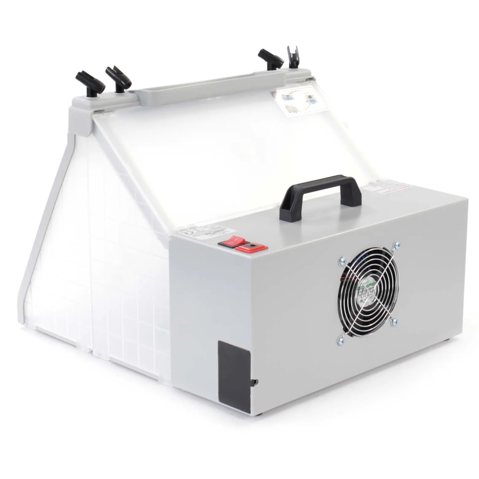Wiltec Komplett Set Airbrush Absauganlage 4 m³/min, nur 52 dB, zur Absaugung von Farbe Farbnebel Sprühnebel, Filter erweiterbar, mit Abluft und Paint Station, Lackierkabine für Airbrush-Arbeiten