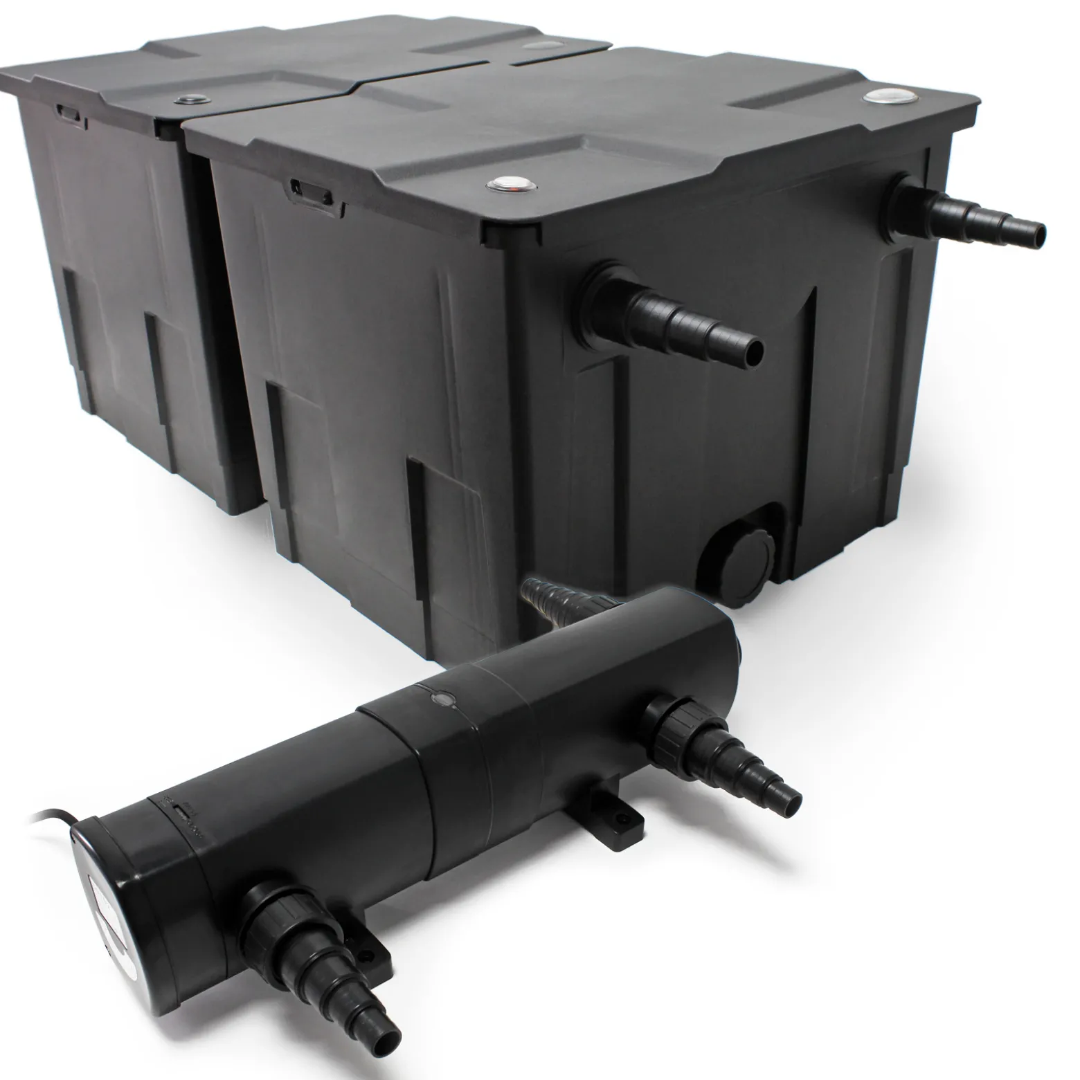 Wiltec Komplettset: CBF-350B Teichfilter bis 60000 L Teichfilteranlage als Durchlauffilter, CUV-218 Teichklärer UVC Klärer mit 18 Watt UV-C Leistung